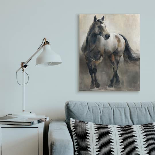Stupell Industries Abstract Wild Horse Stance Brown Black Painting Canvas Wall Art